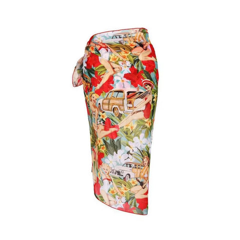 New Double -sided Wear Print Beachwear Monokini Swimwear 3 Piece Set CODE: KAR3637