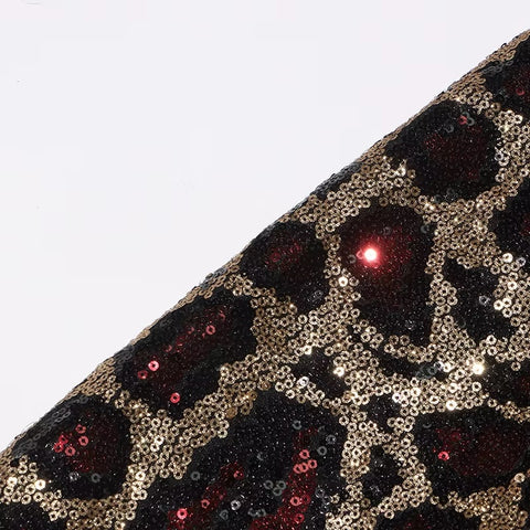 New Spring Sexy V-neck Leopard Print Sequin Loose Single Button Long Sleeved Jacket CODE: KAR3649