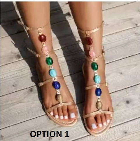 Summer New Bohemian Style Gemstone Inlaid Luxury Designers Sandals SIZE: 41,43 CODE: READY1444