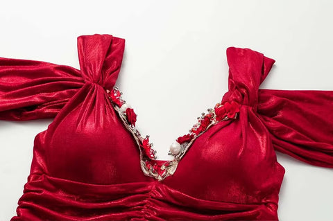 One Shoulder 3D Flower Shiny One Piece Swimsuit and Skirt CODE: READY1458