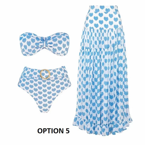 Sexy High Waist Tassel Skirt Beach Outing Swimsuit 2 Pieces Push Up Bikini Swimwear Set CODE: KAR3652