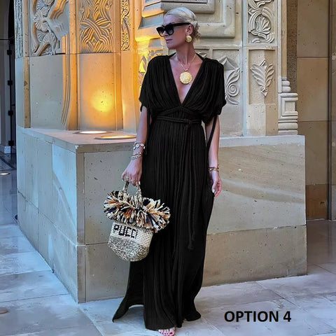 Sexy Summer V Neck Cover up Bohemian Elegant Bikini Cover-ups Backless Dress CODE: KAR3657