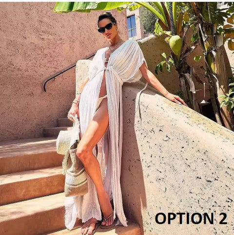 Sexy Summer V Neck Cover up Bohemian Elegant Bikini Cover-ups Backless Dress CODE: KAR3657