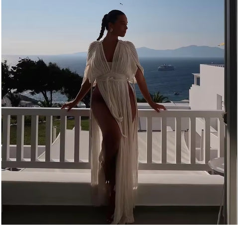 Sexy Summer V Neck Cover up Bohemian Elegant Bikini Cover-ups Backless Dress CODE: KAR3657