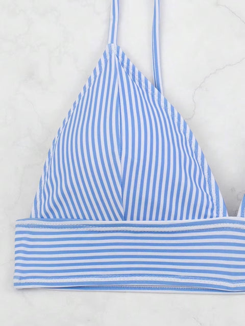 New Sexy Striped Ruffle High Waisted Bikini Two-piece Swimwear CODE: KAR3658