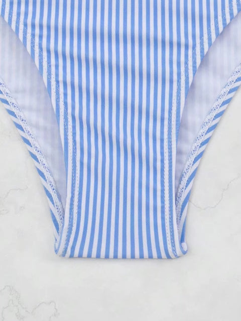 New Sexy Striped Ruffle High Waisted Bikini Two-piece Swimwear CODE: KAR3658