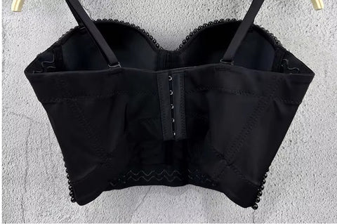 New Pearl Embroidery Bustier Corset Crop Top CODE: KAR3665