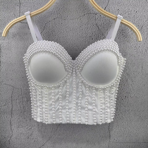 New Pearl Embroidery Bustier Corset Crop Top CODE: KAR3665