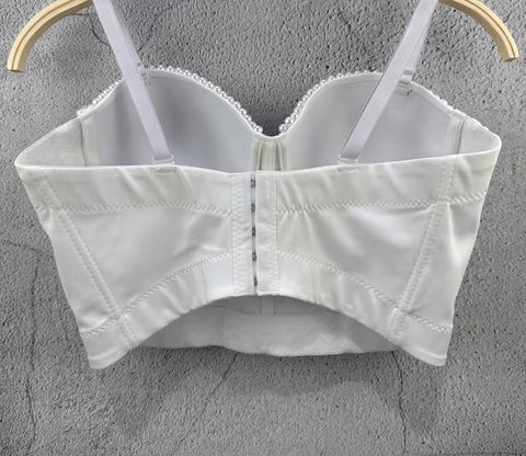 New Pearl Embroidery Bustier Corset Crop Top CODE: KAR3665