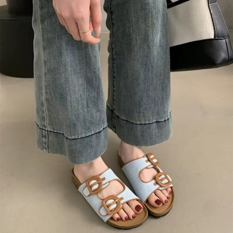 Summer Casual Style Metal Buckle Slipper CODE: KAR3667