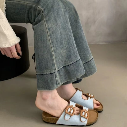 Summer Casual Style Metal Buckle Slipper CODE: KAR3667