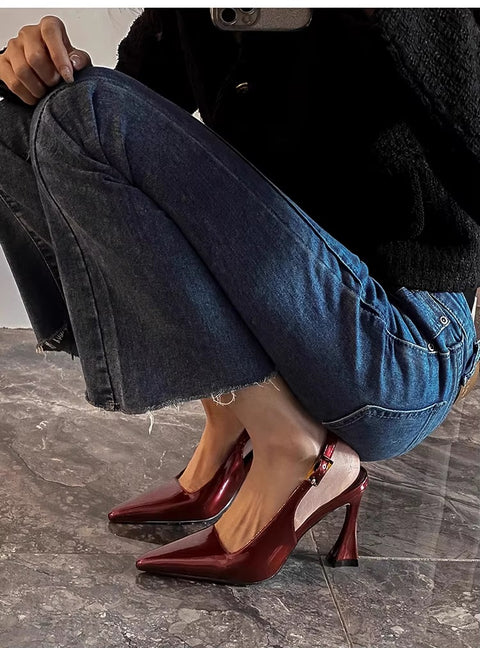 New Fashion Luxury Designer Pointed Toe Sing backs Elegant High Heel CODE: KAR3670