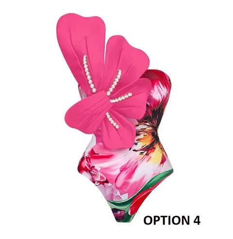 Sexy Floral Ruffle Printed, Push Up Slimming Bathing One Piece Swimsuit CODE: KAR3674