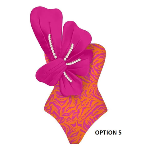 Sexy Floral Ruffle Printed, Push Up Slimming Bathing One Piece Swimsuit CODE: KAR3674