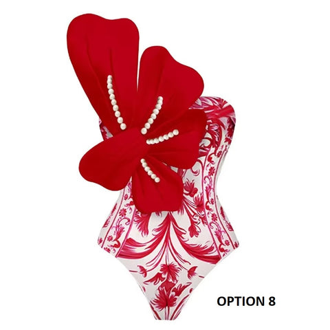 Sexy Floral Ruffle Printed, Push Up Slimming Bathing One Piece Swimsuit CODE: KAR3674
