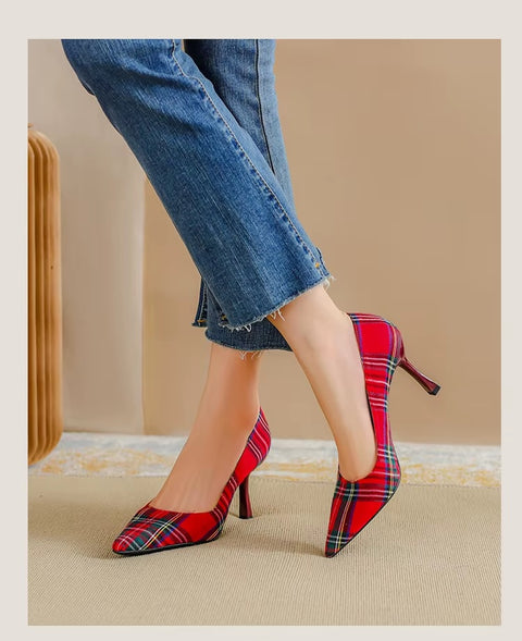 New Pointed Toe Stiletto Thin High Pumps Red Black Heel CODE: KAR3677