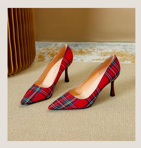 New Pointed Toe Stiletto Thin High Pumps Red Black Heel CODE: KAR3677