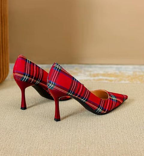 New Pointed Toe Stiletto Thin High Pumps Red Black Heel CODE: KAR3677