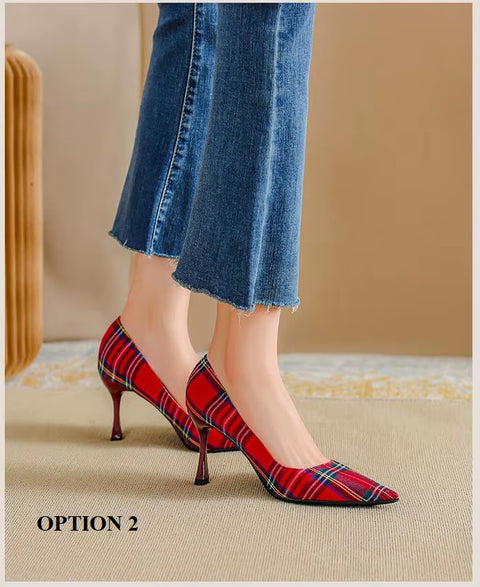 New Pointed Toe Stiletto Thin High Pumps Red Black Heel CODE: KAR3677