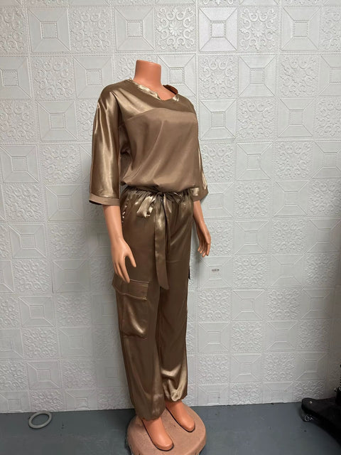 Summer Fashion O-neck Half Sleeved Top & Long Pants Casual Loose Two Piece Sets CODE: KAR3681