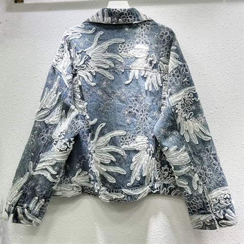 New Color block Embroidery High Street Lapel Long Sleeve Spliced Single Breasted Fashion Jacket CODE: KAR3682