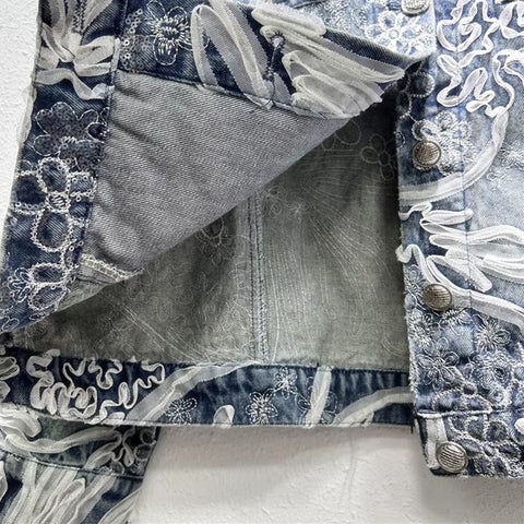 New Color block Embroidery High Street Lapel Long Sleeve Spliced Single Breasted Fashion Jacket CODE: KAR3682