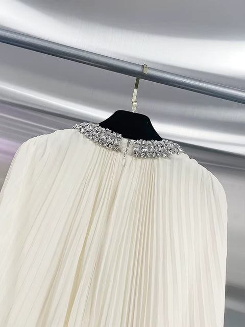 New Solid Spliced Diamonds O Neck Hollow Out Long Sleeve Patchwork Feather Luxury Chic Mini Dress CODE: KAR3685