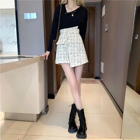 New Style High-Waisted A- Line Plaid Skirt CODE: KAR3690