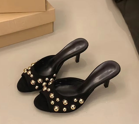 New Studded, Backless, One-foot, Stiletto Sandal CODE: KAR3691