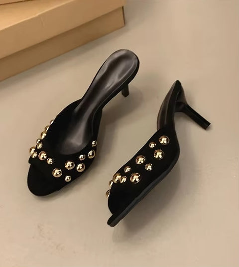 New Studded, Backless, One-foot, Stiletto Sandal CODE: KAR3691