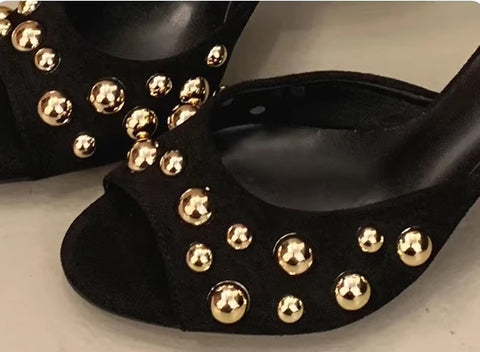 New Studded, Backless, One-foot, Stiletto Sandal CODE: KAR3691