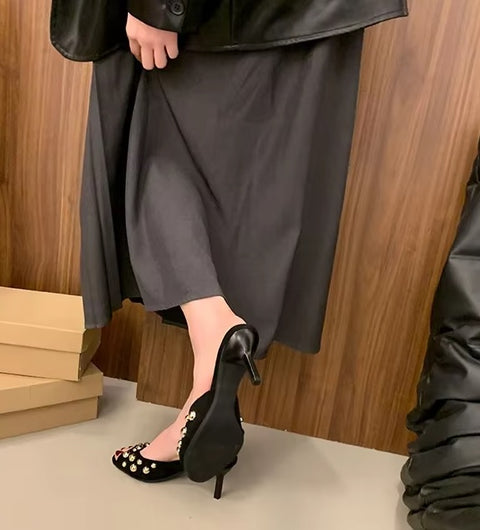 New Studded, Backless, One-foot, Stiletto Sandal CODE: KAR3691