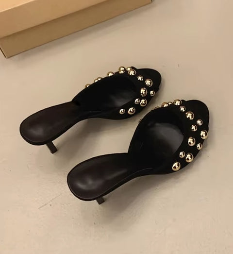 New Studded, Backless, One-foot, Stiletto Sandal CODE: KAR3691