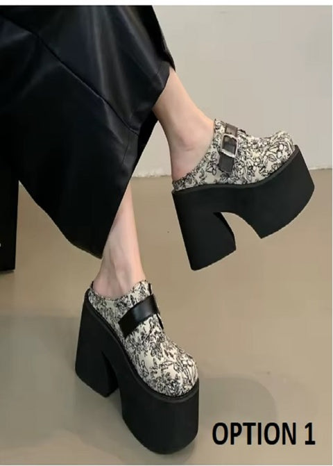 New Summer Close Toe Chunky Block High Heels Platform Sandals CODE: KAR3698