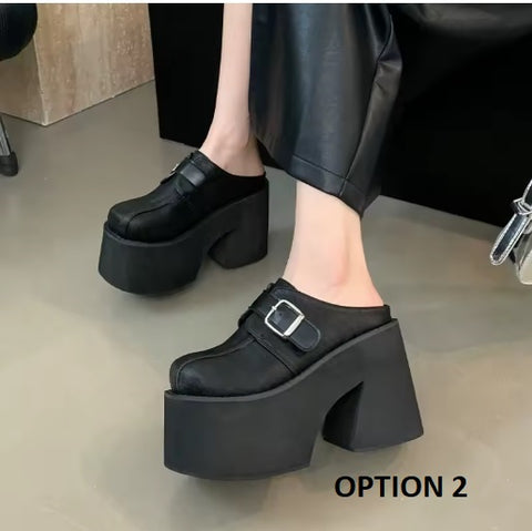 New Summer Close Toe Chunky Block High Heels Platform Sandals CODE: KAR3698