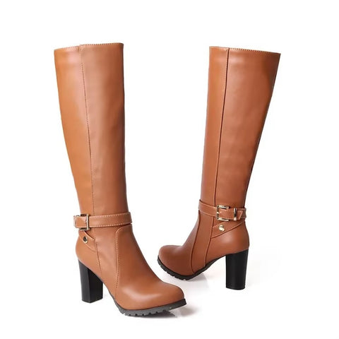 Sexy Round Toe Thigh Zipper Over-the-Knee Knee High Rock Stiletto High Heel Boot CODE: KAR3700