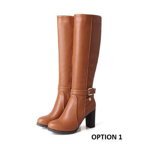 Sexy Round Toe Thigh Zipper Over-the-Knee Knee High Rock Stiletto High Heel Boot CODE: KAR3700