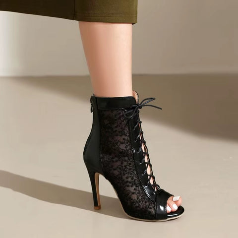 New Sexy Lace Stiletto Strap Peep Toe Breathable High Heel Boot CODE: KAR3702