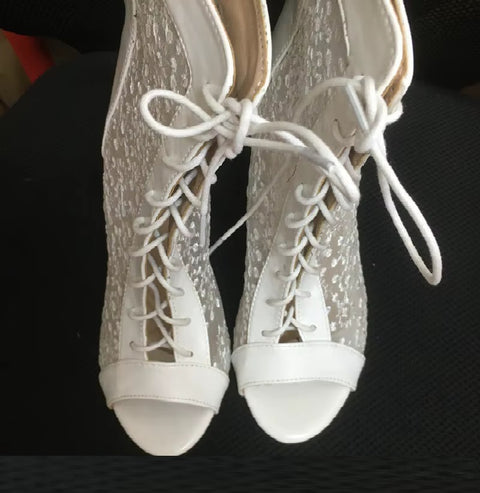 New Sexy Lace Stiletto Strap Peep Toe Breathable High Heel Boot CODE: KAR3702