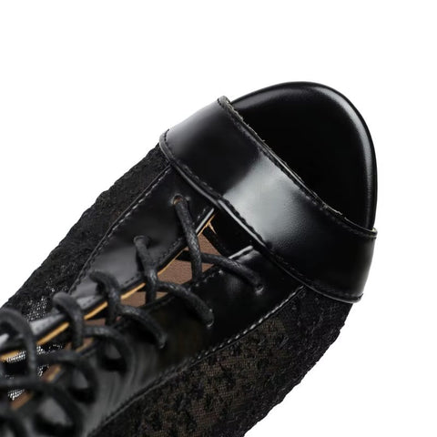 New Sexy Lace Stiletto Strap Peep Toe Breathable High Heel Boot CODE: KAR3702