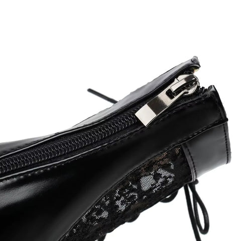 New Sexy Lace Stiletto Strap Peep Toe Breathable High Heel Boot CODE: KAR3702