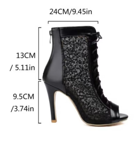 New Sexy Lace Stiletto Strap Peep Toe Breathable High Heel Boot CODE: KAR3702