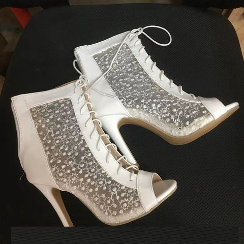 New Sexy Lace Stiletto Strap Peep Toe Breathable High Heel Boot CODE: KAR3702
