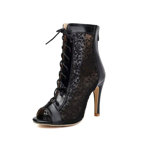 New Sexy Lace Stiletto Strap Peep Toe Breathable High Heel Boot CODE: KAR3702
