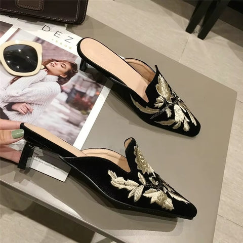 New Style Bright Surface Patent Mueller High-heeled Wedge Shoes Slipper CODE: KAR3703