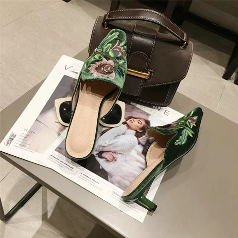 New Style Bright Surface Patent Mueller High-heeled Wedge Shoes Slipper CODE: KAR3703