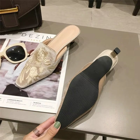 New Style Bright Surface Patent Mueller High-heeled Wedge Shoes Slipper CODE: KAR3703