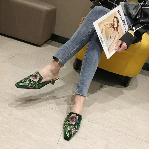 New Style Bright Surface Patent Mueller High-heeled Wedge Shoes Slipper CODE: KAR3703