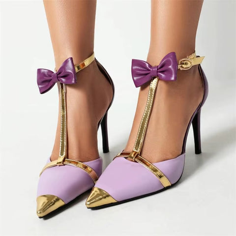 New Fashion Sweet Sexy Butterfly Knot Pointed Toe Ankle Strap Super High Heels Sandals CODE: KAR3704