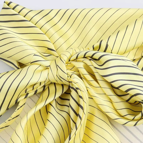 New Fashion Sexy Halter Satin Texture Contrast Striped Casual Dress CODE: KAR3714